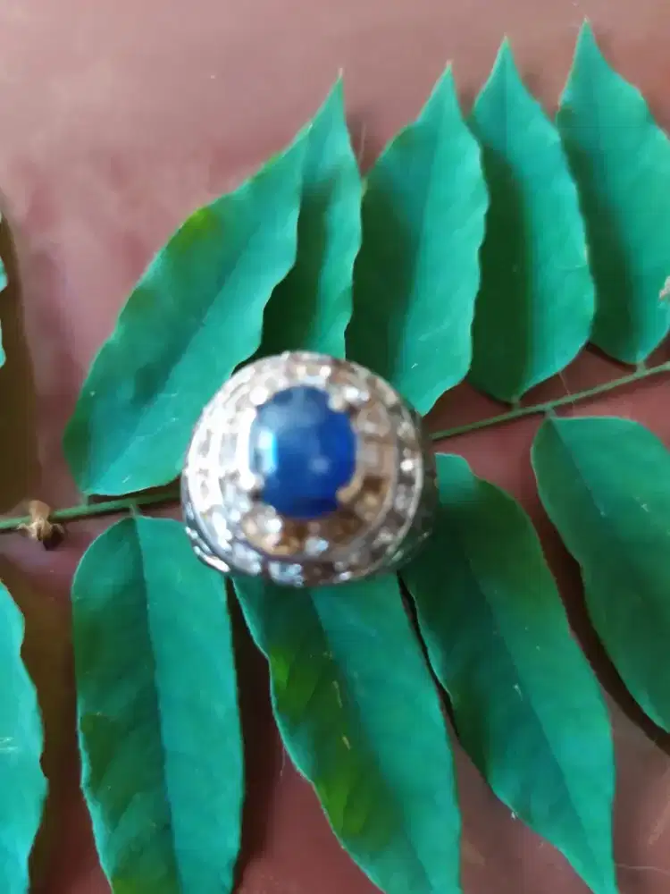 Blue shapire ring microseting uk 7 siap pakai