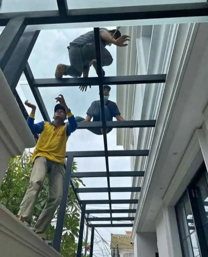 Kanopi atap kaca rangka besi holloh galpanis