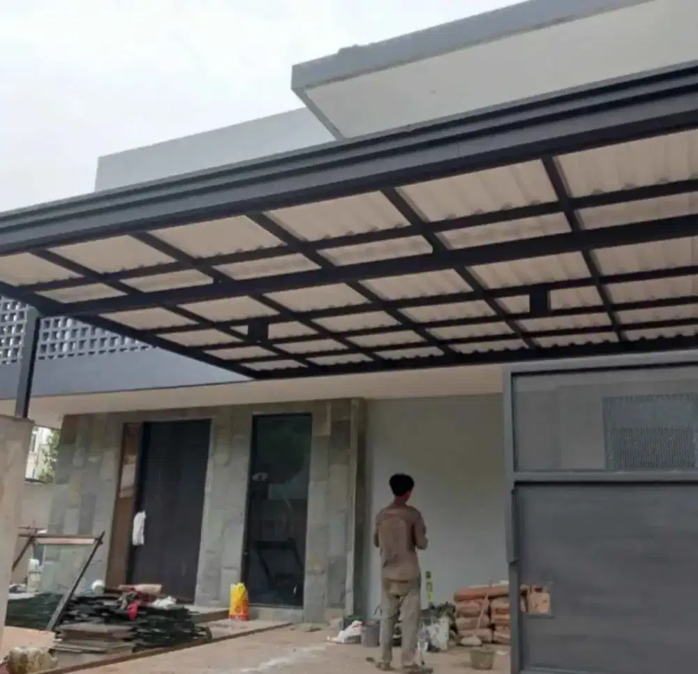 Kanopi atap alderon rangka besi holloh galpanis
