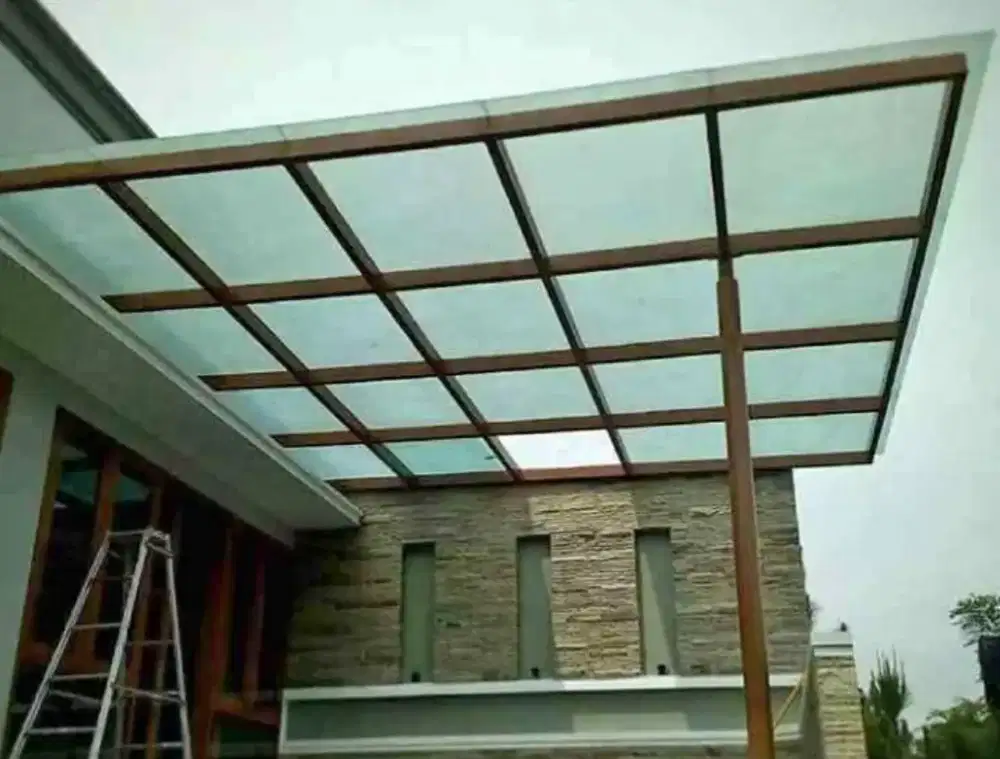 Kanopi atap kaca rangka besi holloh galpanis