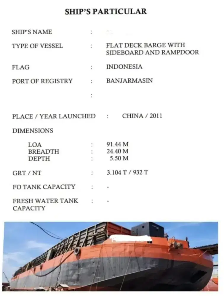 1set tugboat tongkang 300ft 2012