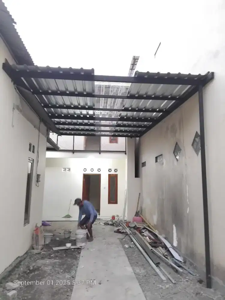 Kanopi atap galvalum polos kombinasi galvalum bening 450/m