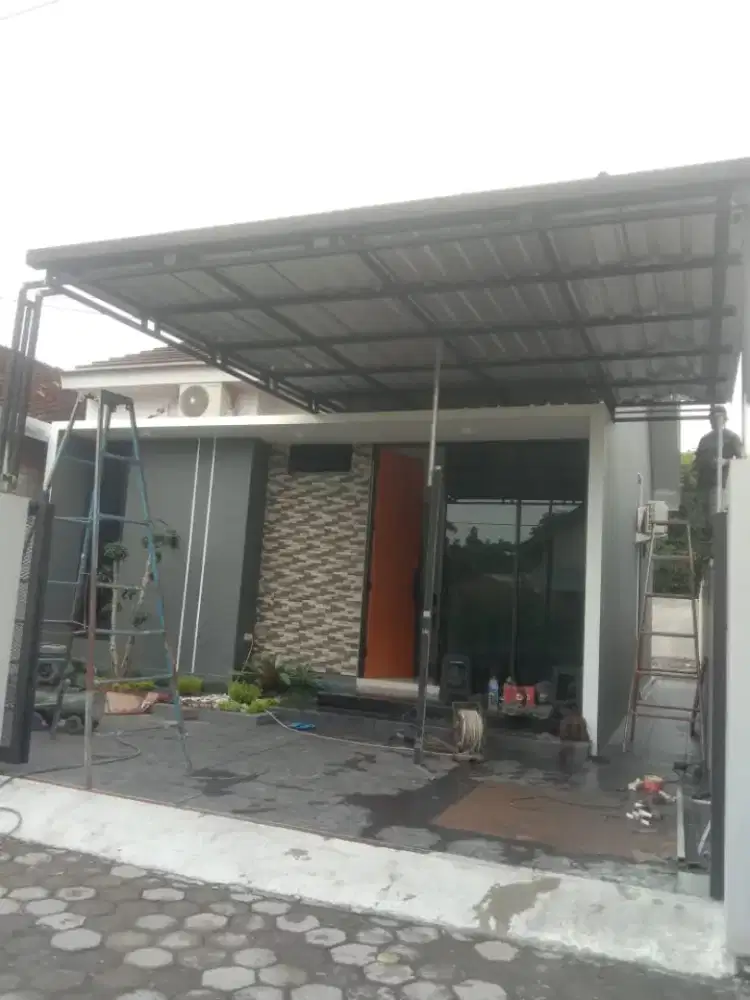 Kanopi atap galvalum pasir rangka besi galvanis 4x4  tebal 1,6mili