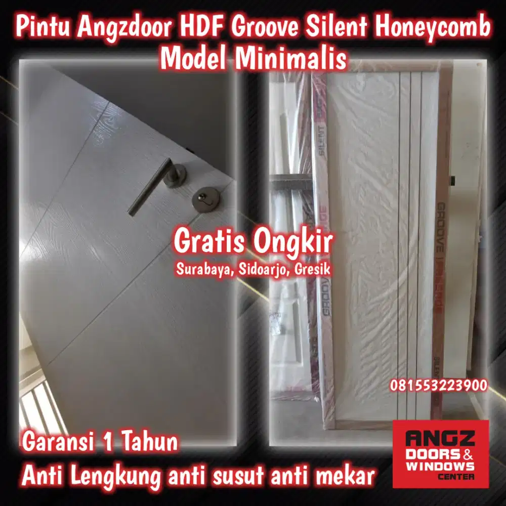 Pintu Rumah Minimalis Angzdoor HDF Groove – Elegan & Kokoh