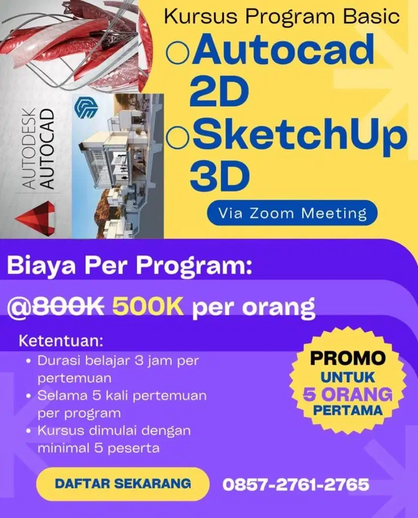 Kursus basic Autocad 2D & basic Sketchup 3D