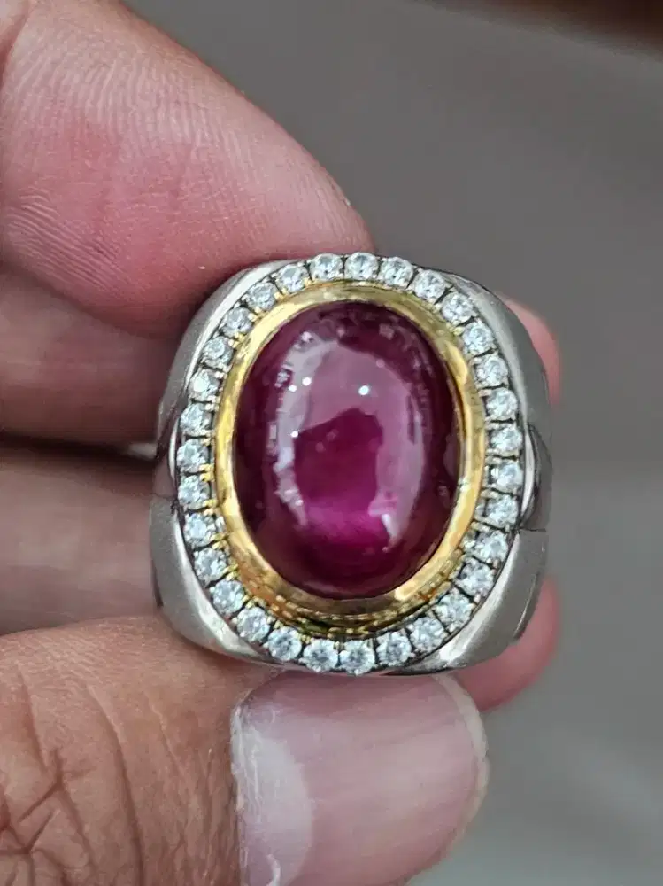 Natural Ruby Ring Perak Handmade