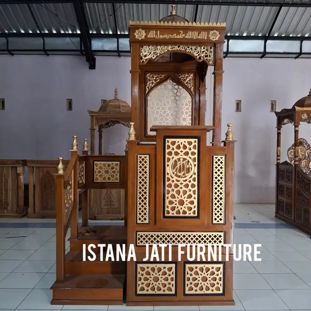 Mimbar masjid khutbah tangga minimalis mimbar jati
