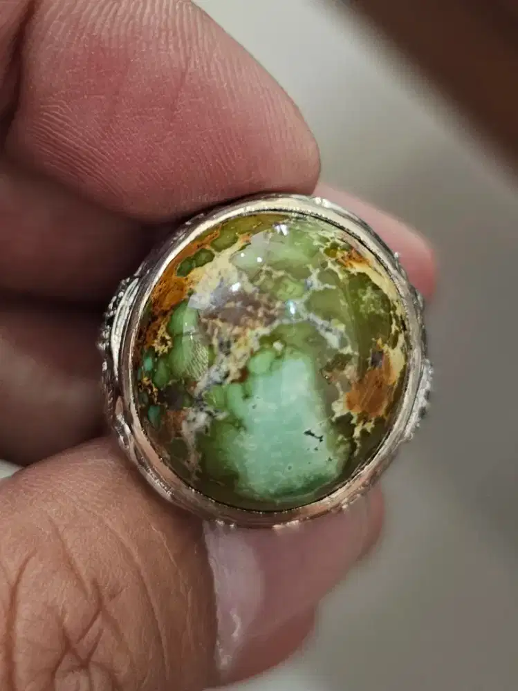 Natural Turquoise (Pyrus Persia) Ring Perak memo