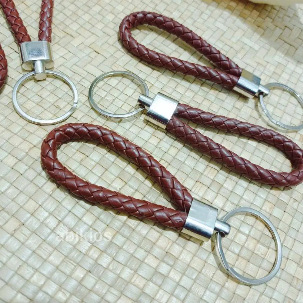 Gantungan kunci kulit kepang bagus simpel mobil tas gk19