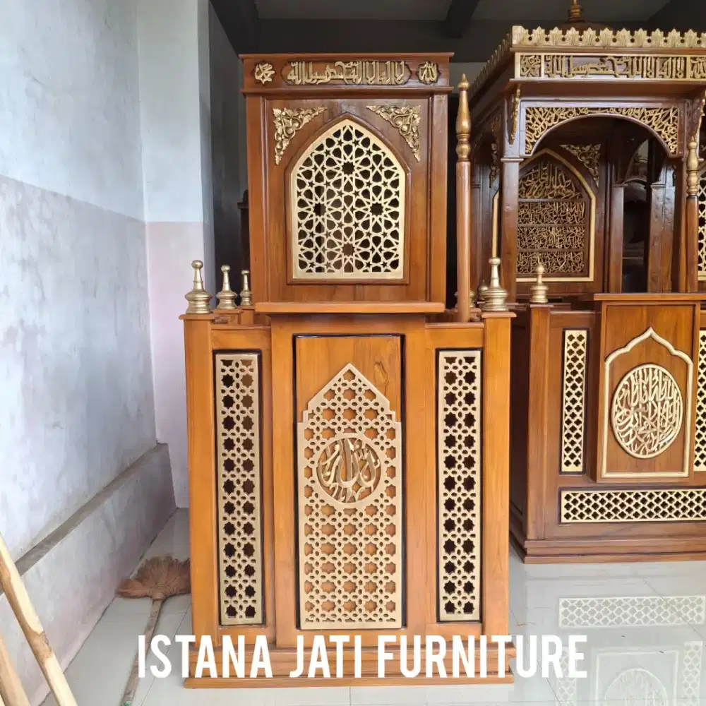 Mimbar masjid podium minimalis jati