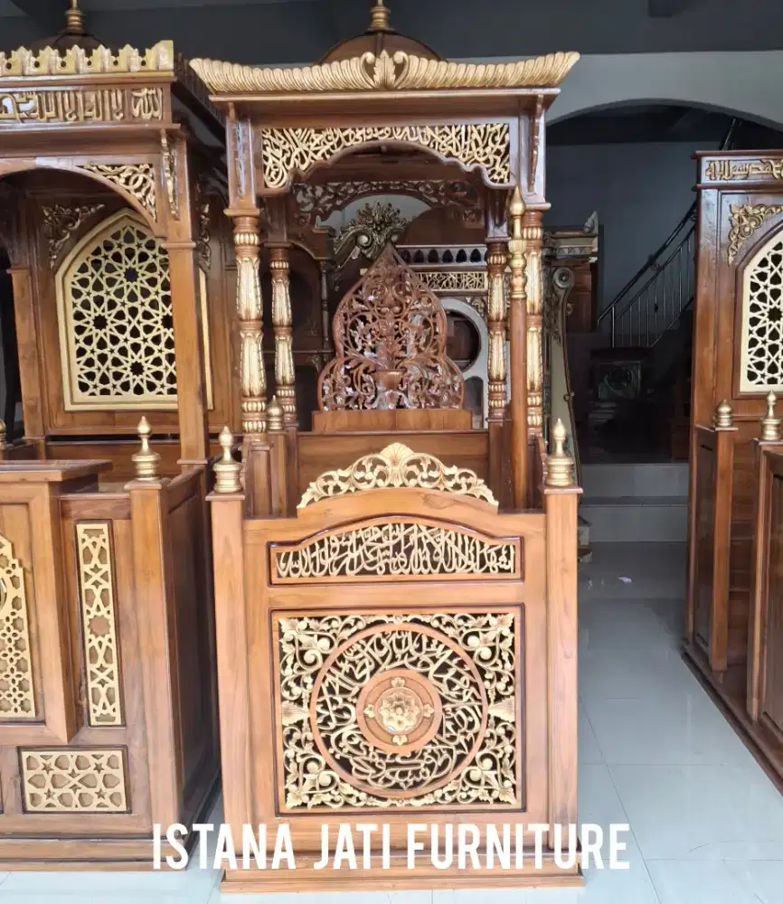 Mimbar masjid khutbah jati ukiran mewah