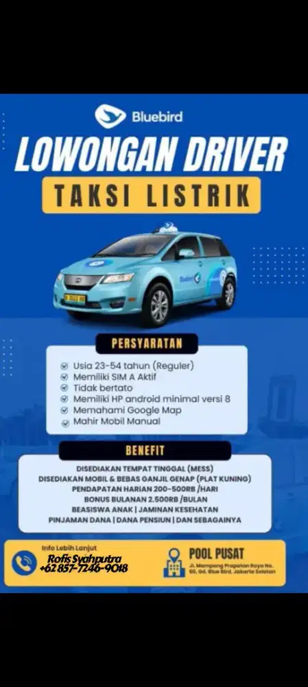 Lowongan pekerjaan driver taksi bluebird