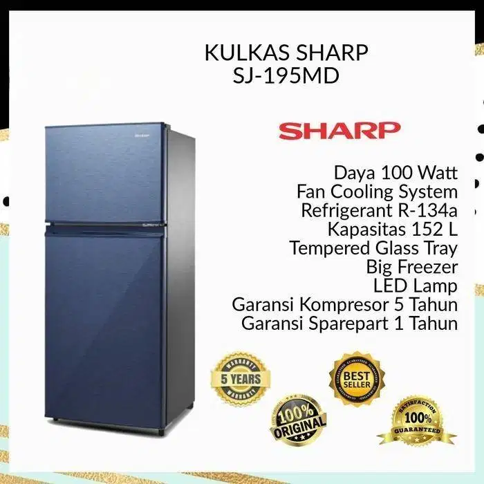 JUAL LEMARI ES BRAND SHARP BARU TIPE SJ 195 MD