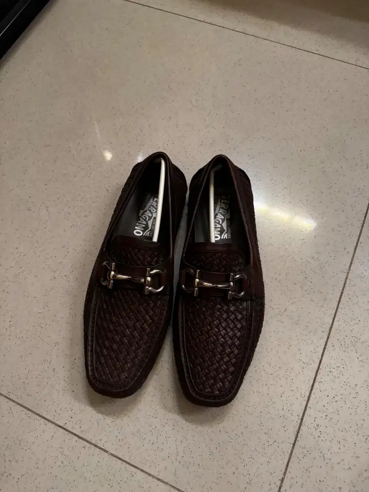 Salvatore Ferragamo Brown Woven Loafers