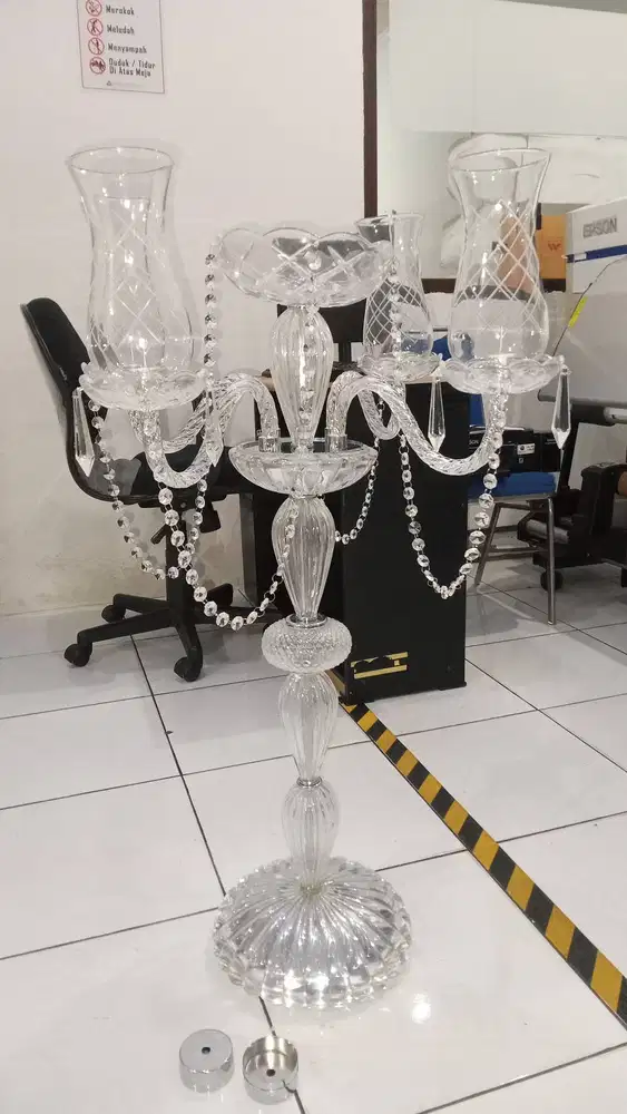 Tempat Lilin Kristal Tinggi 100cm, Candelabra Hiasan Meja Kristal Temp