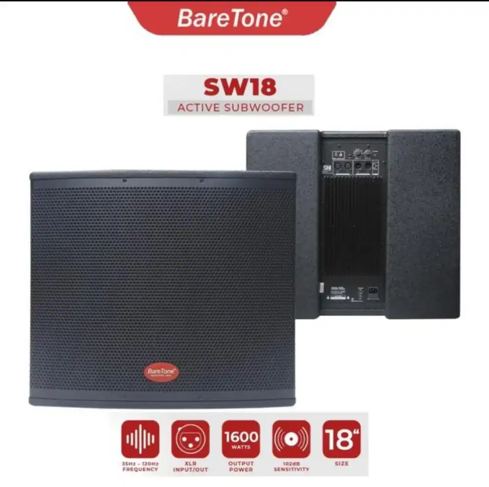 Subwoofer aktif Baretone sw18 SW 18 18 inch 1600 watt original garansi