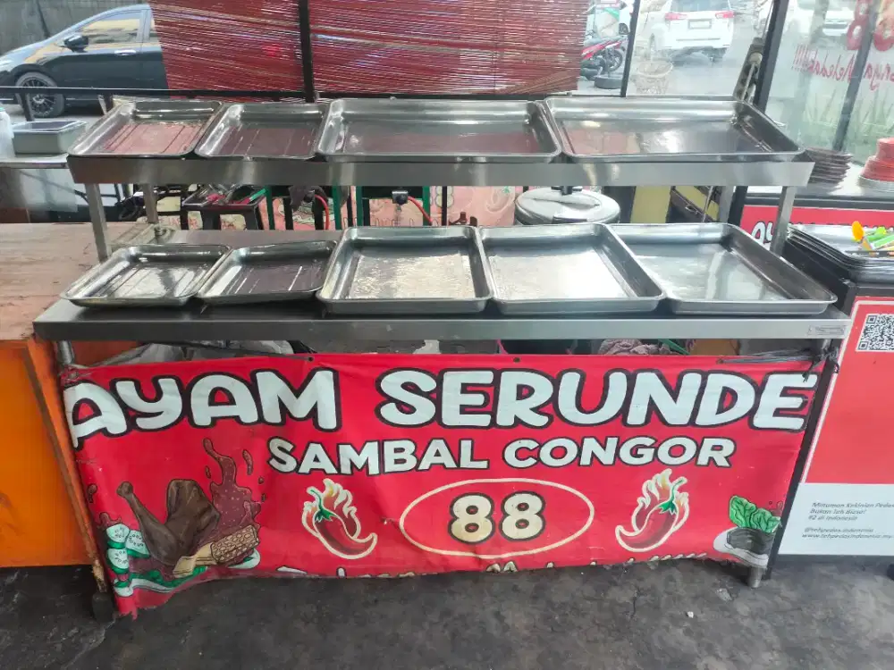 Meja Stainless 2 susun dan rak atas TEBAL KOKOH