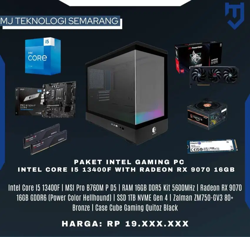 PC Gaming Intel Core I5 13400F with Radeon RX 9070 16GB GDDR6