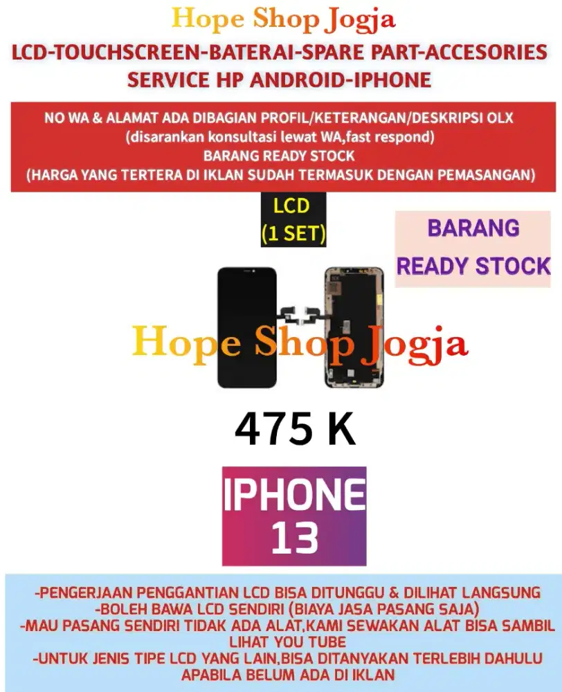 Service Iphone-Ganti Touchscreen/Baterai-LCD Iphone 13