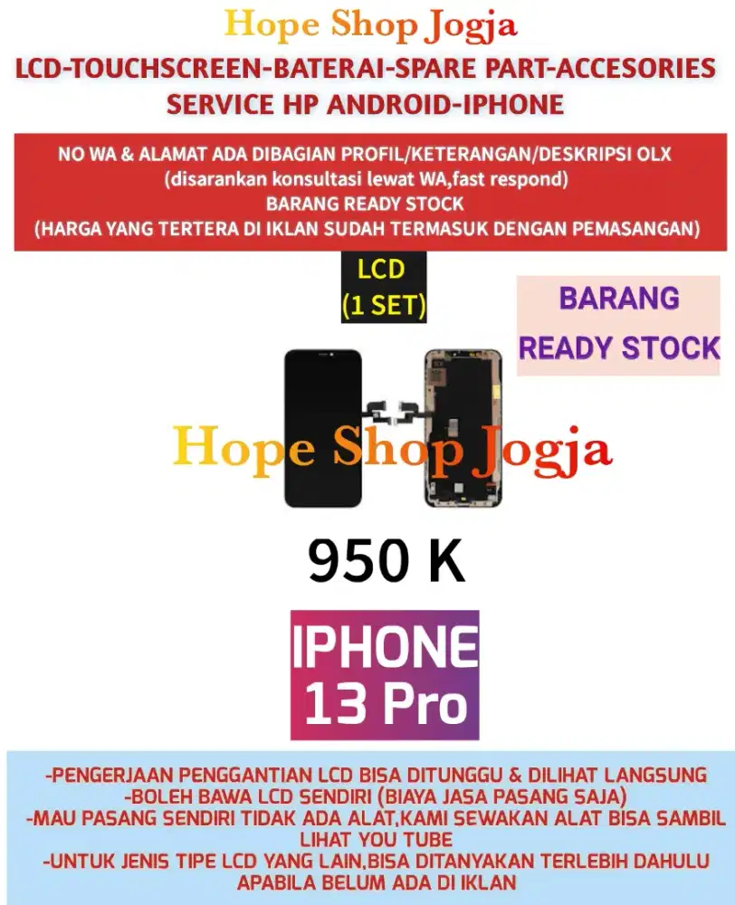 Service Iphone-Ganti Touchscreen/Baterai-LCD Iphone 13 Pro