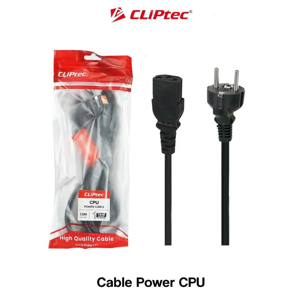 Kabel Power CPU PC UPS Printer Original Cliptec 1,5 meter