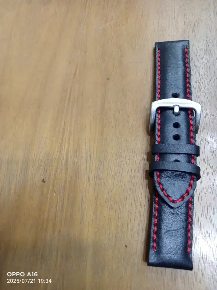 Tali jam kulit asli buatan sendiri ukuran 24mm