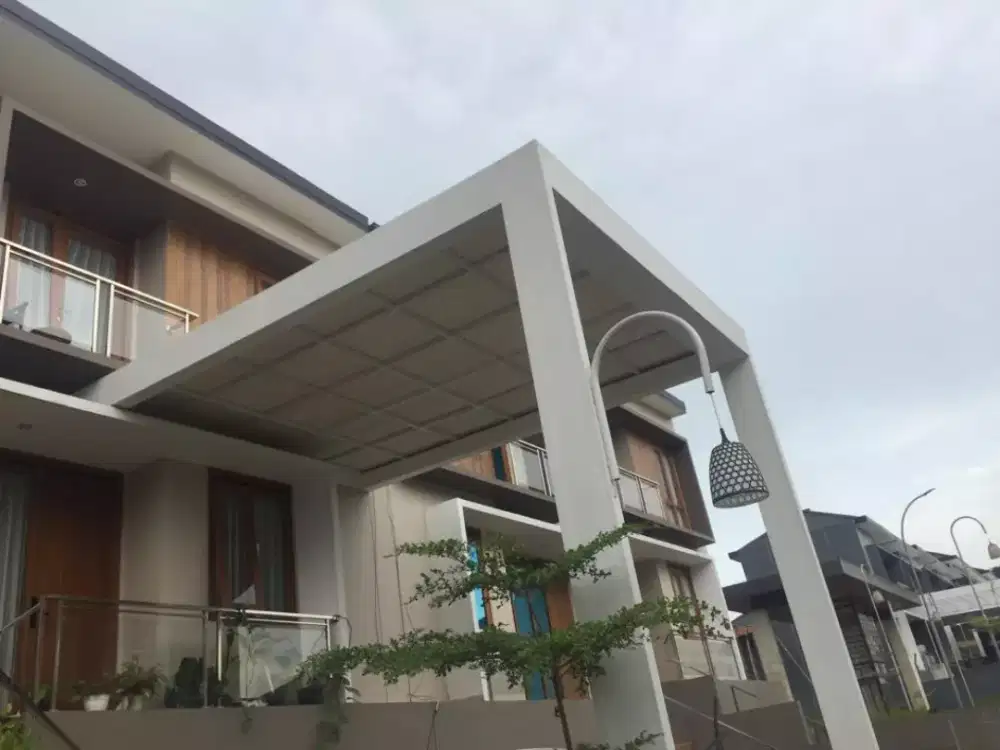 Menerima pemasangan canopy minimalis rangka hollo galvanis #611