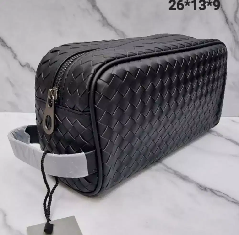 bag jinjing bottega clutch pria leather black