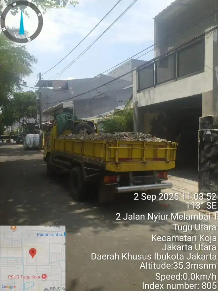 Urugan material puing,tanah dan buang sampah
