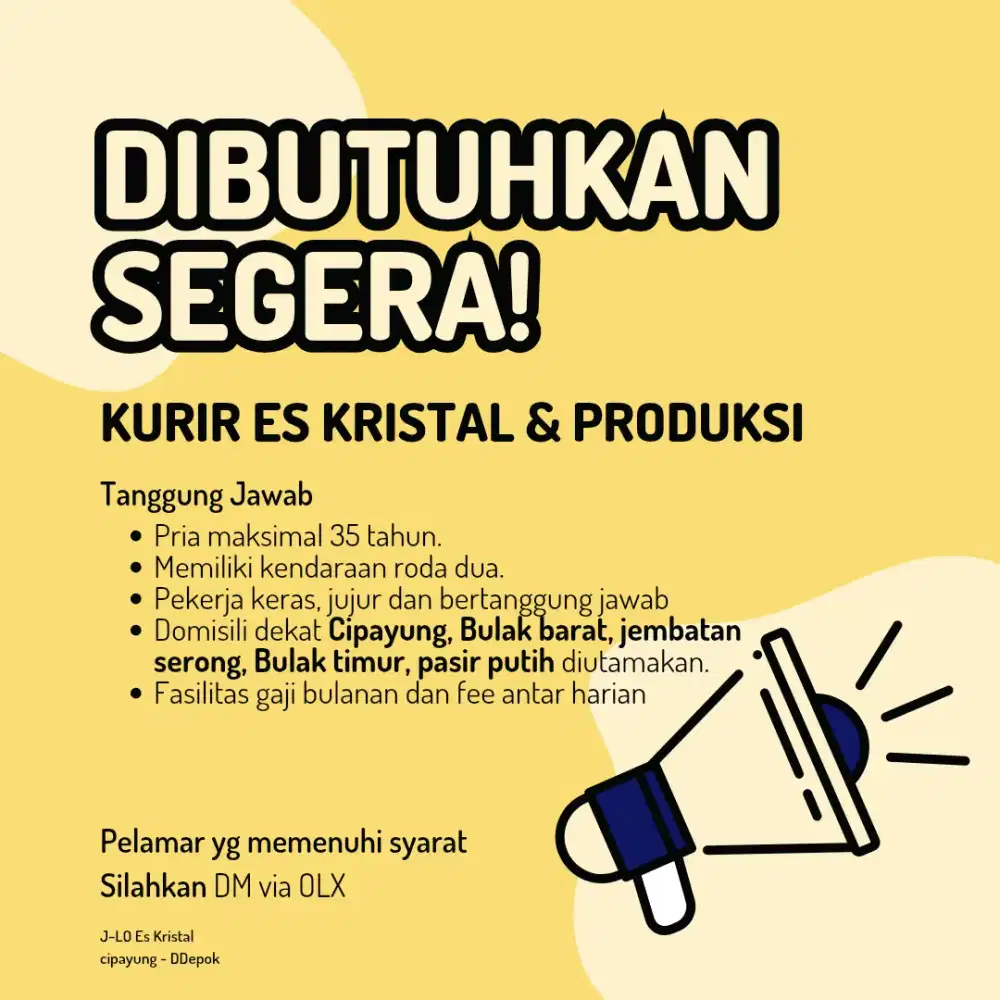 Dibutuhkan Kurir Es Kristal