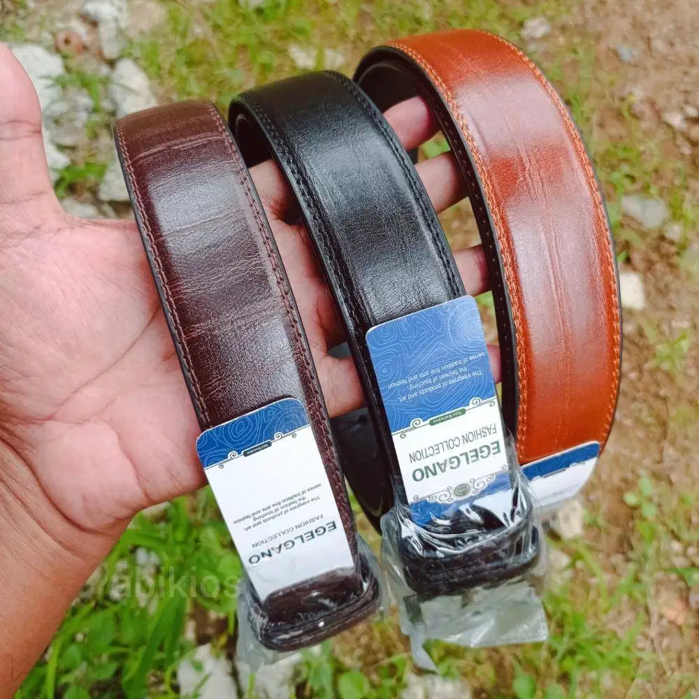 Sabuk kulit pria formal warna hitam gesper logam kuat kode ges16 sabuk