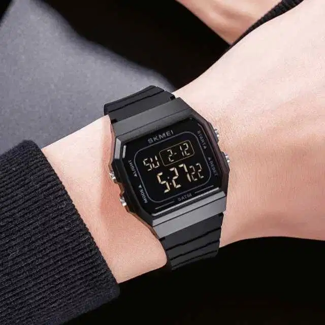 Jam tangan simpel digital tali silikon ab1683 pria atau wanita warna h