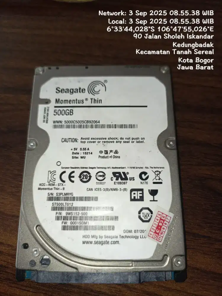 Seagate HDD laptop 500Gb Sentinel 100% Performa 100%