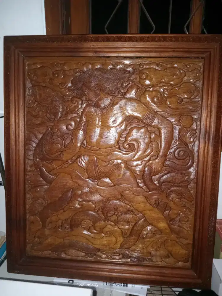 lukisan kayu jati Bima