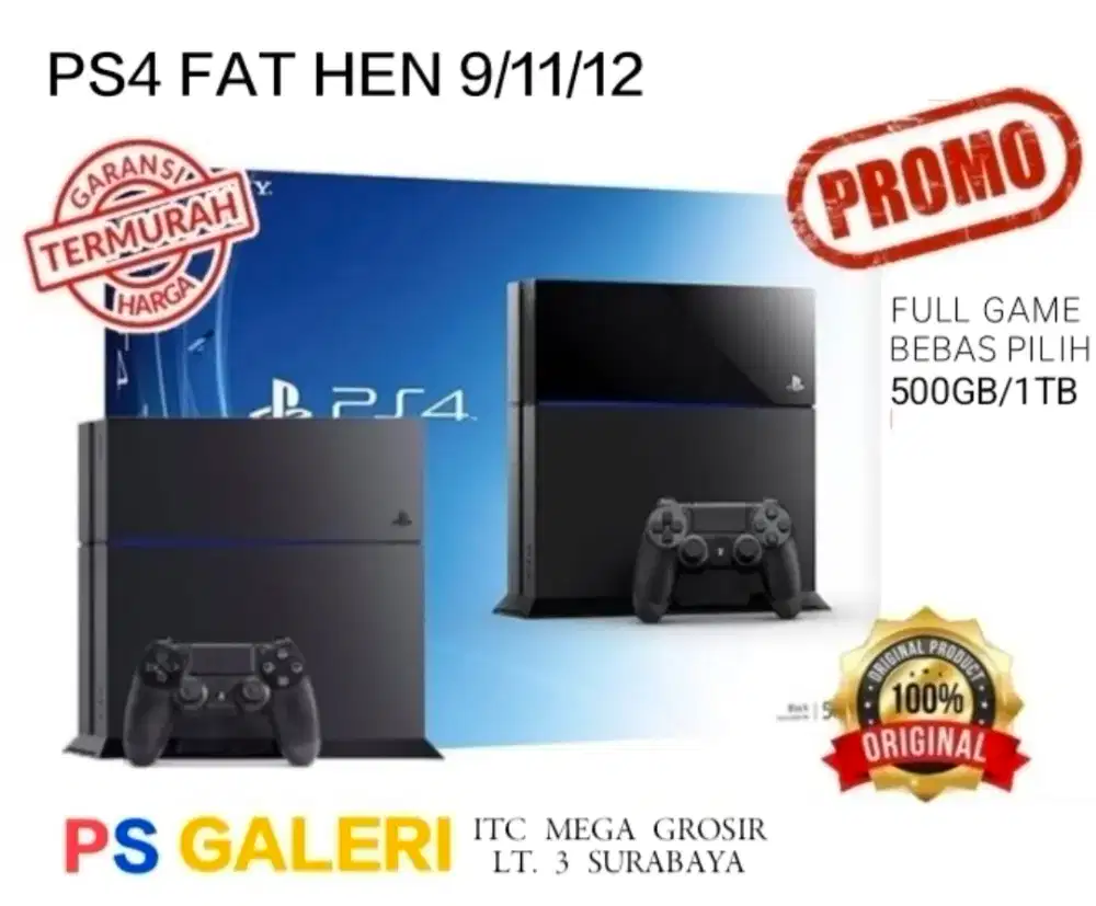 PS4 FAT FW 9/11/12 HDD 500GB/1TB FULL GAME HARGA NEGO