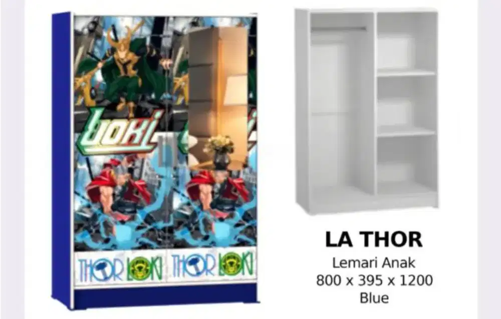 Lemari pakaian 2 pintu karakter superhero Thor