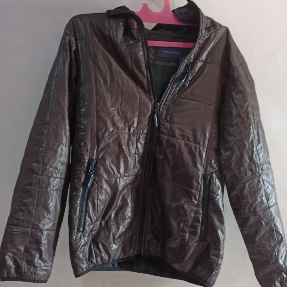 Jaket gelembung hoodie coklat