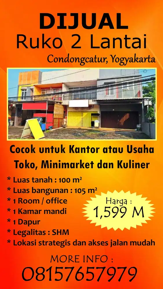 Ruko Siap Pakai 2LT Strategis di Condongcatur Yogyakarta