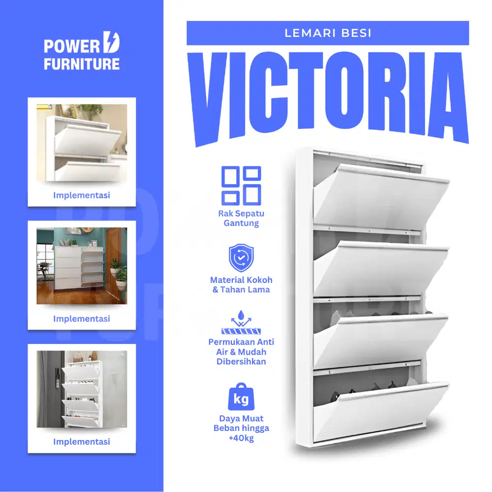 Lemari Sepatu Besi VICTORIA–rak sepatu besi tertutup | rak sepatu besi