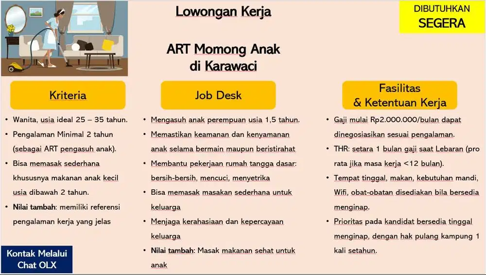 Asisten Rumah Tangga (ART) & Pengasuh Anak di Karawaci