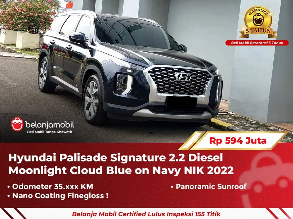 [ GARANSI 5TH ] Hyundai Palisade Signature 2.2 Diesel Blue 2022/2023