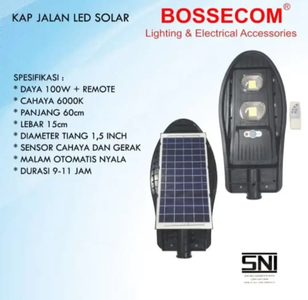 Lampu Kap Jalan Tenaga Surya 100w Bossecom