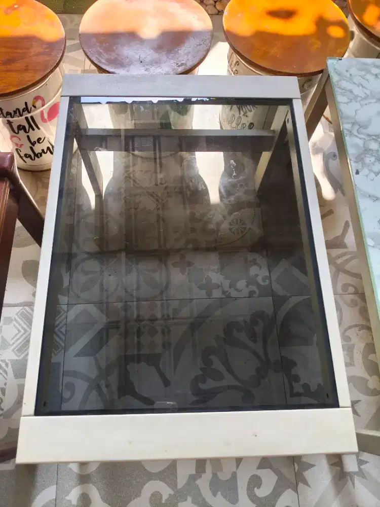 Meja Tamu Kaca Kopi Vintage Minimalis second / bekas