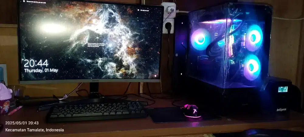 1 set PC + monitor samsung curve 27 inch