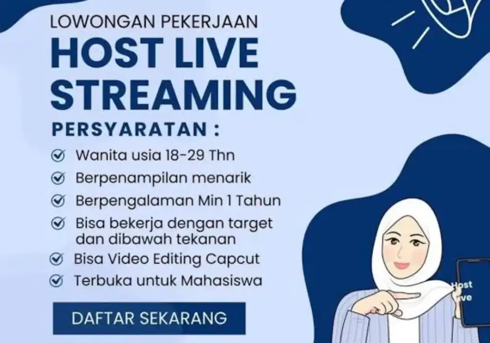 DIBUTUHKAN SEGERA HOST LIVE ONLINE SHOP