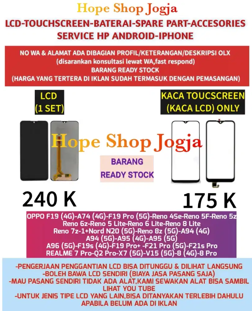 Touchscreen-Baterai-LCD Oppo V15 (5G)-REALME 7 Pro-Q2 Pro-X7 (5G)