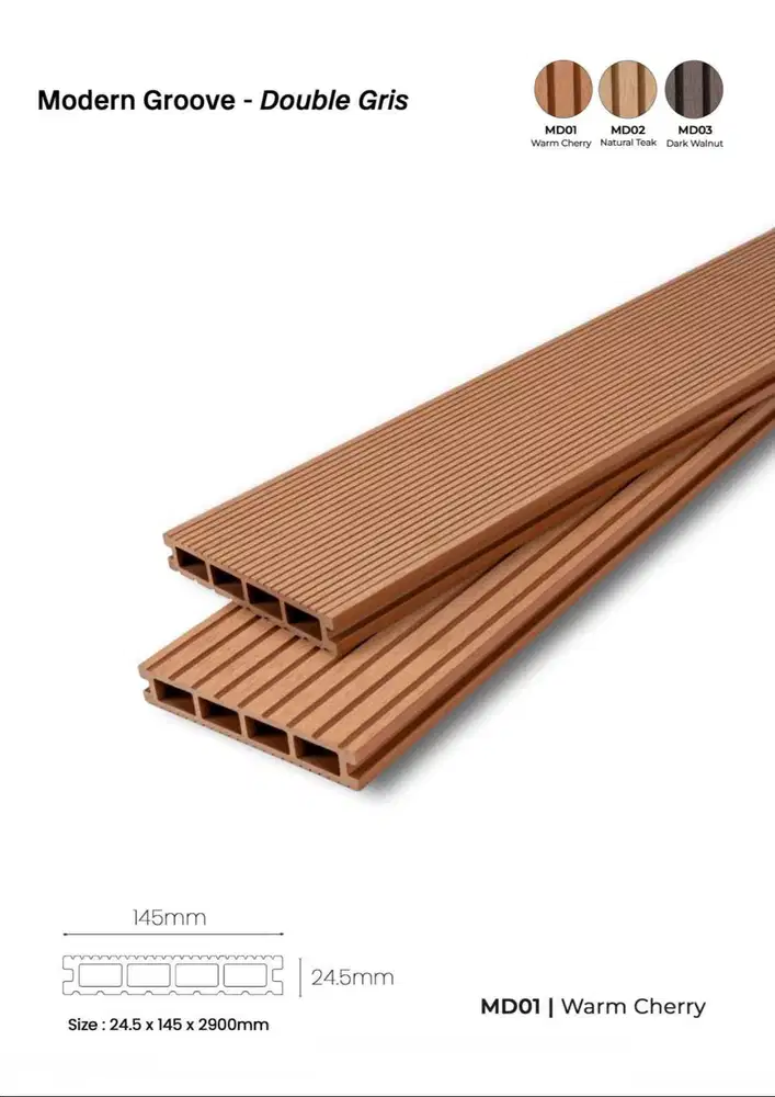 Champion Decking WPC Lantai Kayu Outdoor Motif Garis Lurus Tebal 24,5m