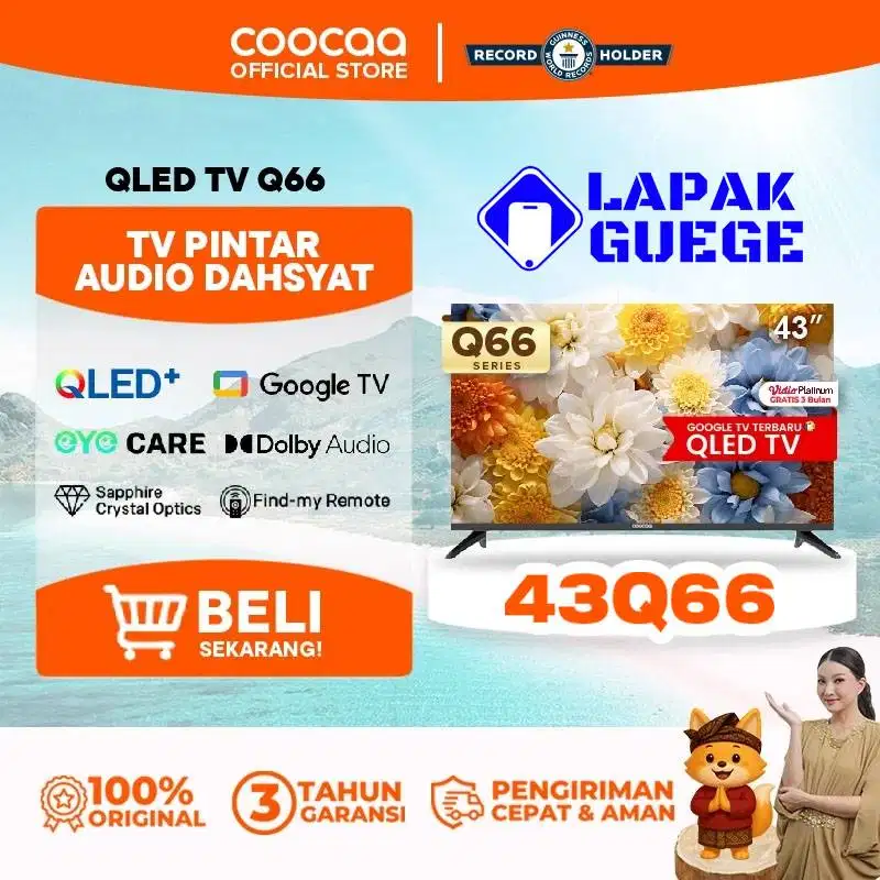 QLED TV 43 COOCAA 43Q66 2K HDR10 DOLBY BLUETOOTH DIGITAL EYECARE
