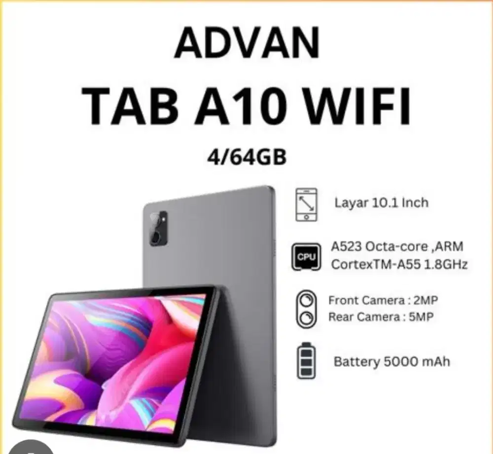 Murah new tab advan A10 4/64 resmi+ case sarungnya