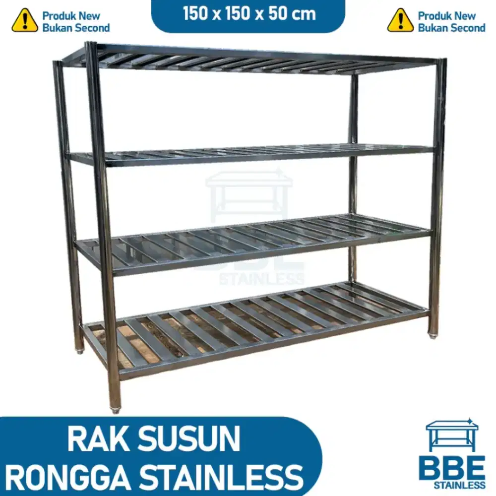 Rak tiris/rak bolong 150x50x150 4 susun stainless baru